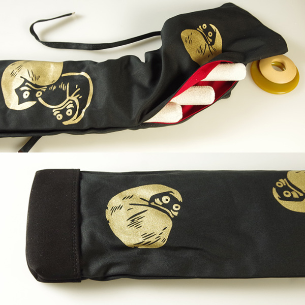 加工所取寄せ品】 剣道 竹刀袋 3本入 黒 帆布 略式 ○ダルマ絵文字入